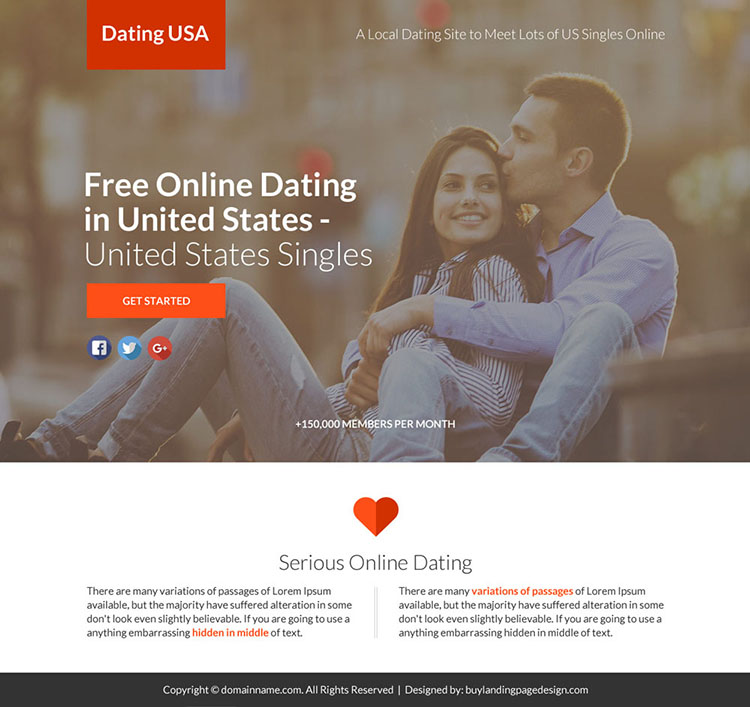 online dating sign up capturing funnel page design