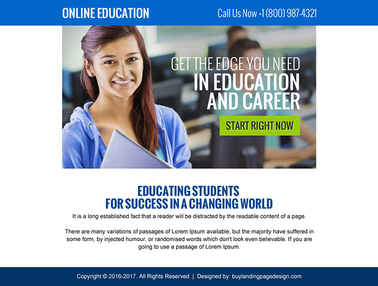 online education call to action ppv landing page design