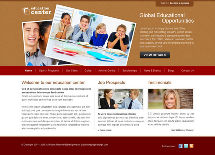 global educational opportunities clean and professional website template psd