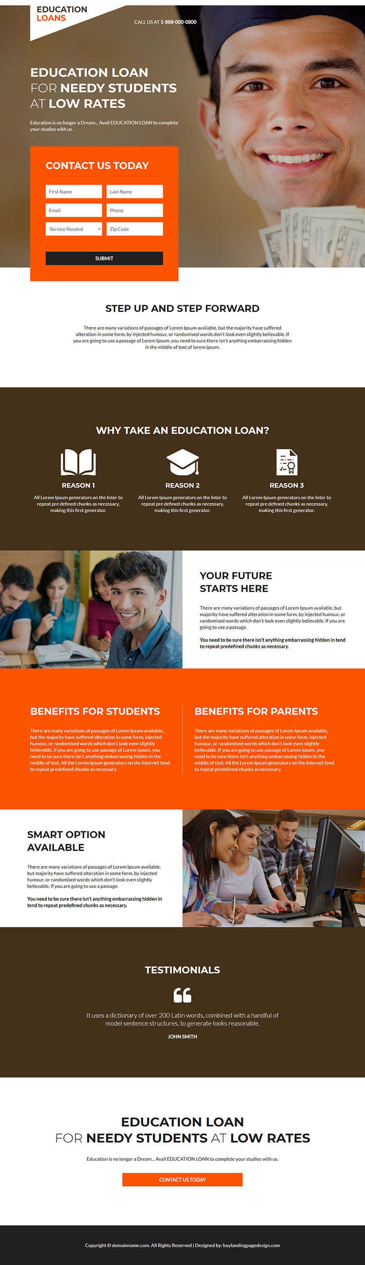 education loan for needy students responsive landing page