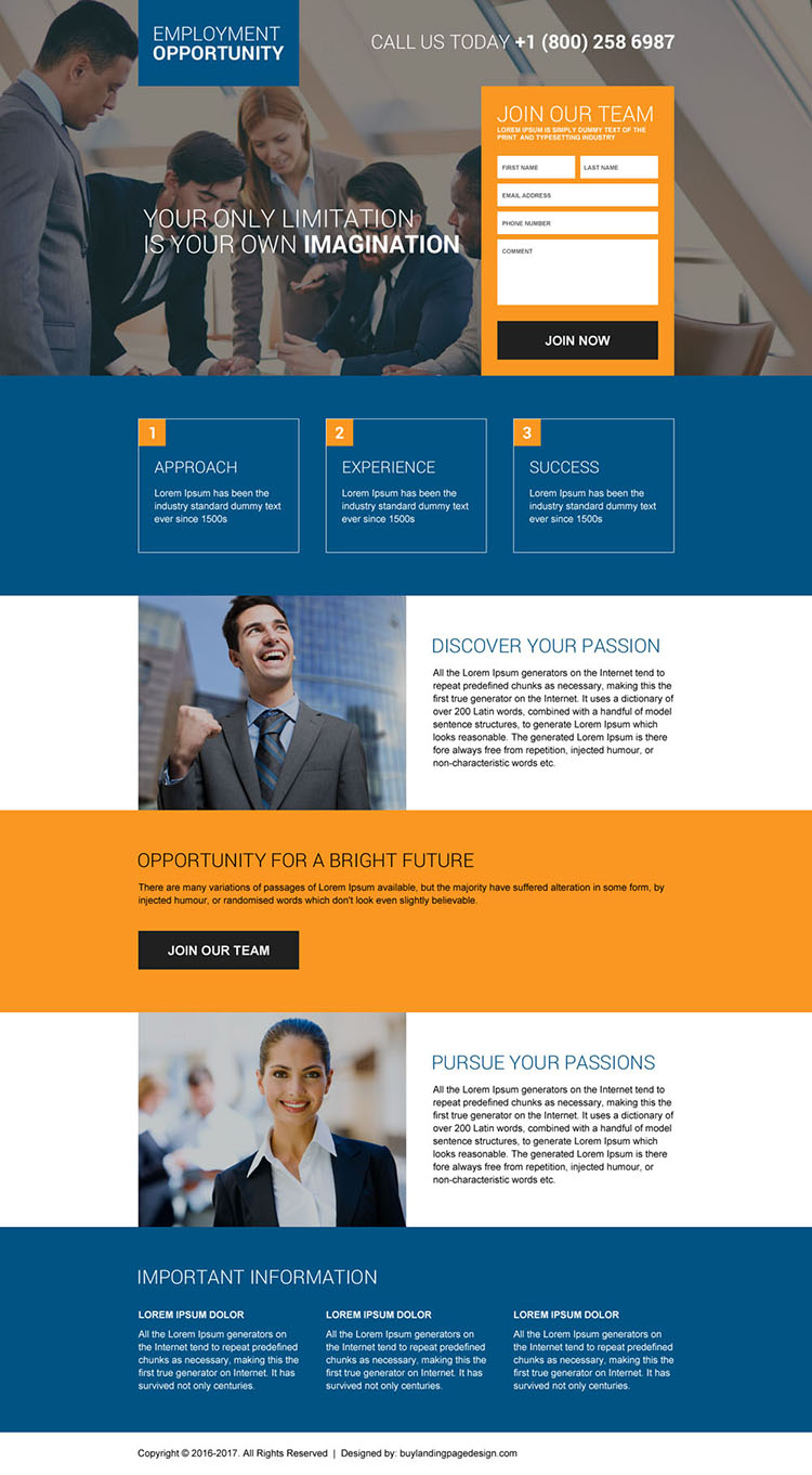 online employment opportunities landing page design
