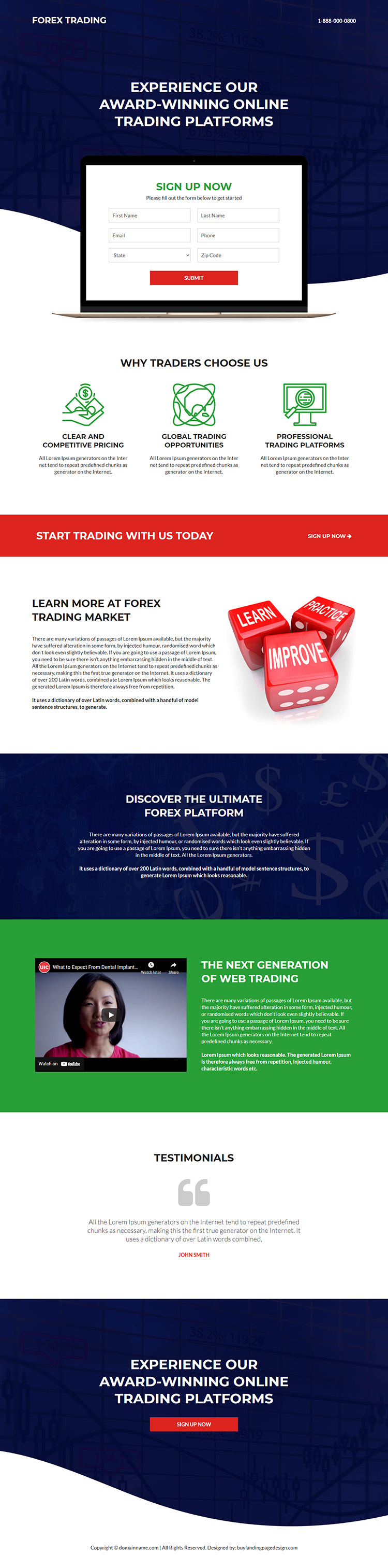 online forex trading platform responsive landing page