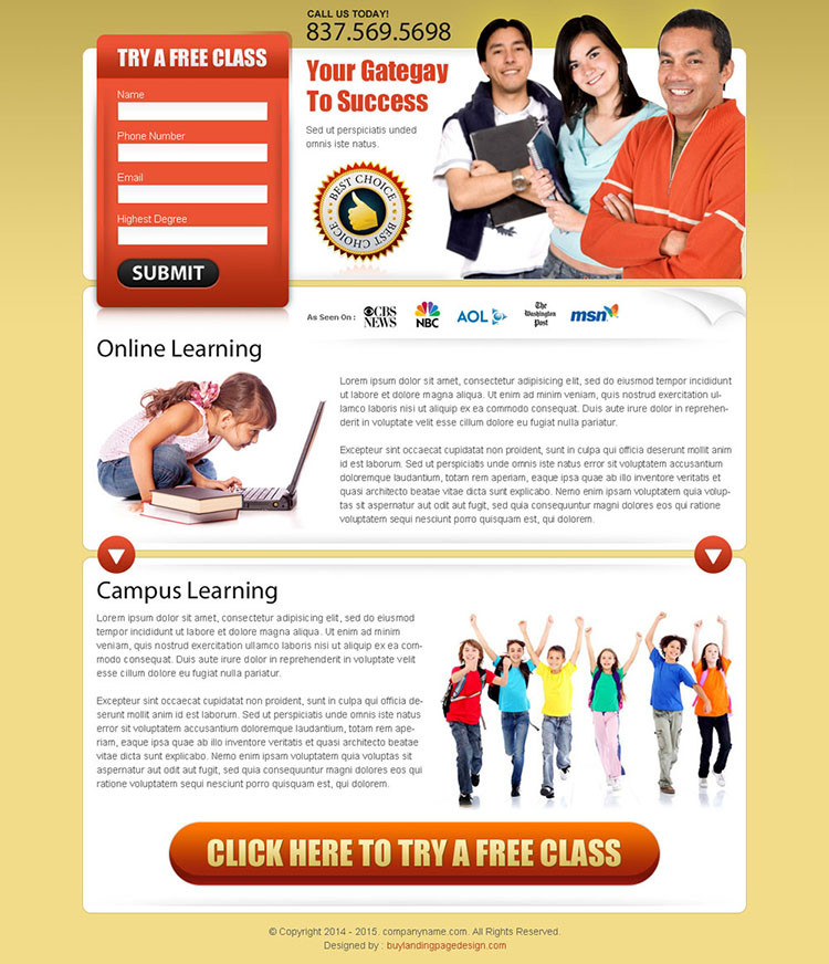 online learning effective lead capture squeeze page design