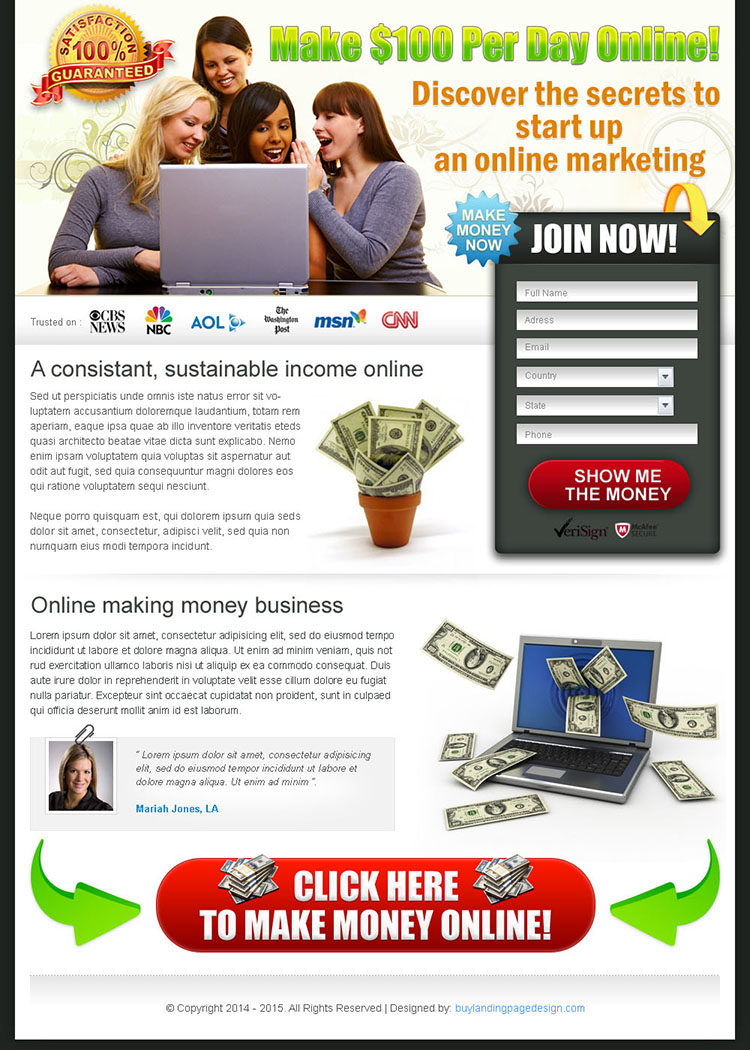 discover the secrets to online marketing landing page design for sale