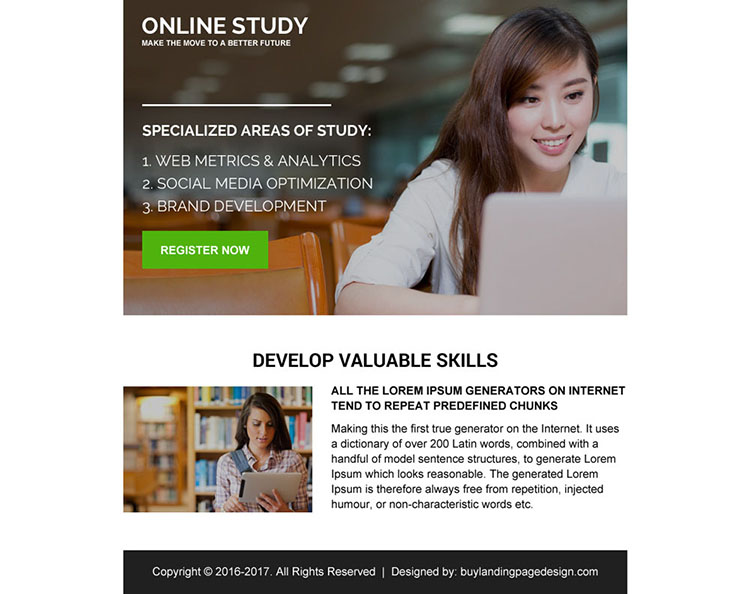 sign up generating online education ppv landing page design