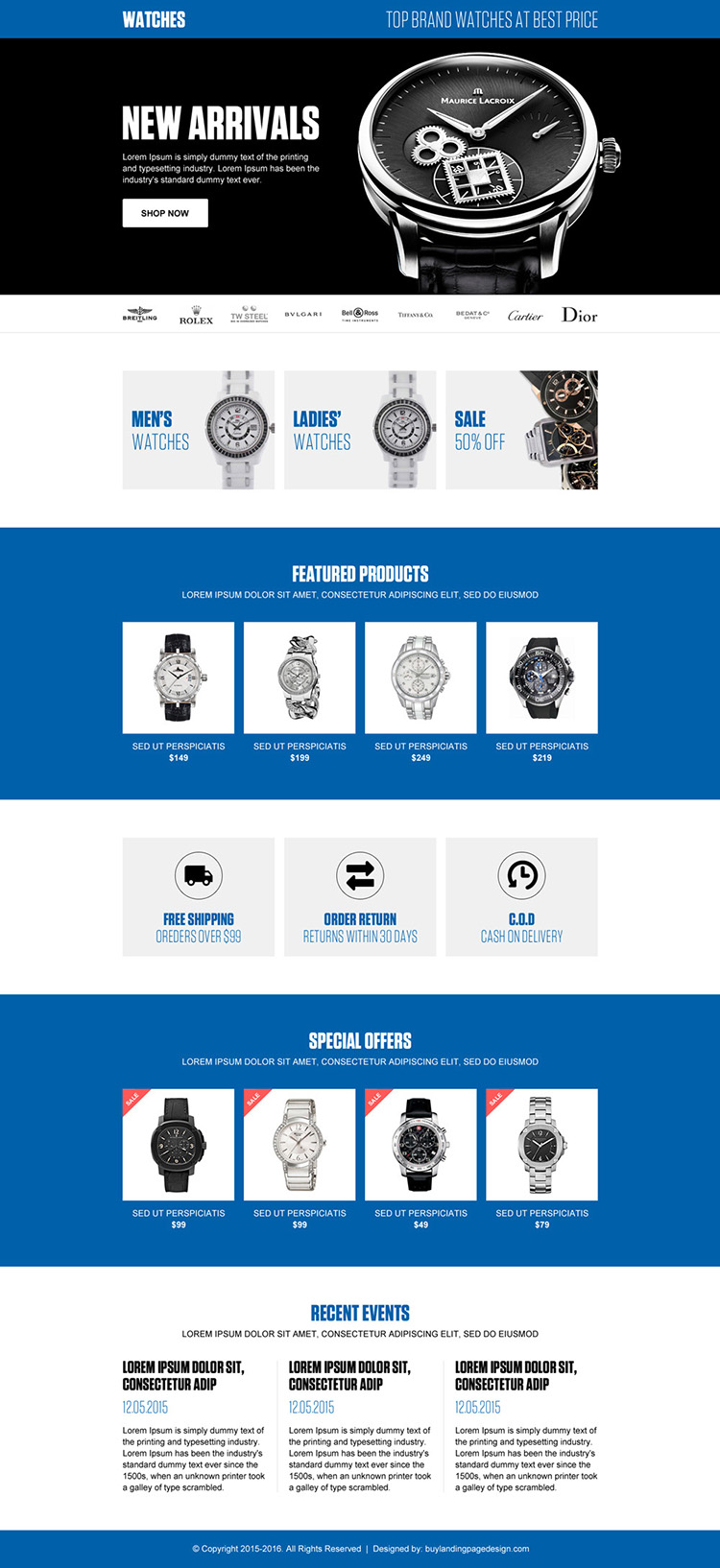 online watch store ecommerce responsive landing page design