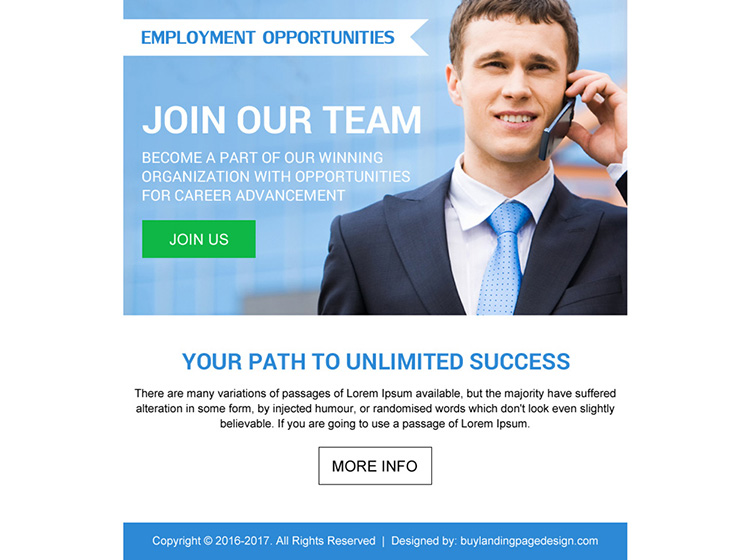 employment opportunity simple ppv landing page design