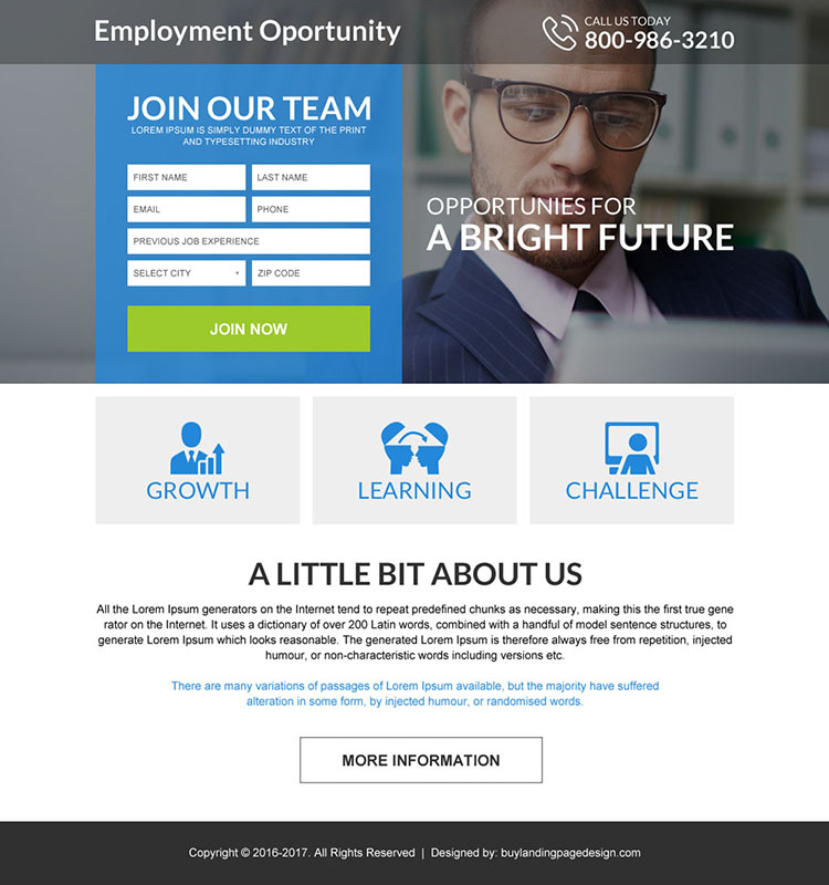 responsive employment opportunities mini landing page