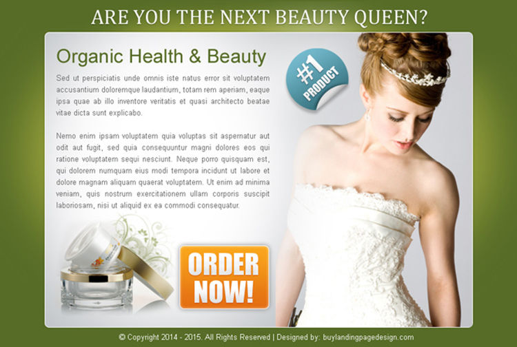 organic health and beauty product order now ppv landing page design template
