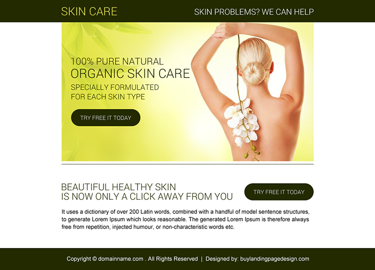 organic skin care free trial PPV design