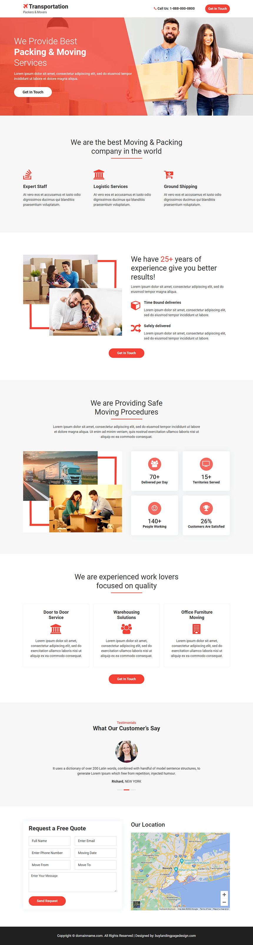 packing and moving services responsive landing page