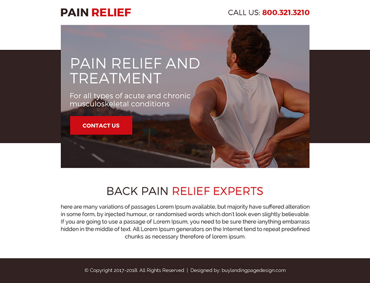 back pain relief treatment call to action ppv landing page