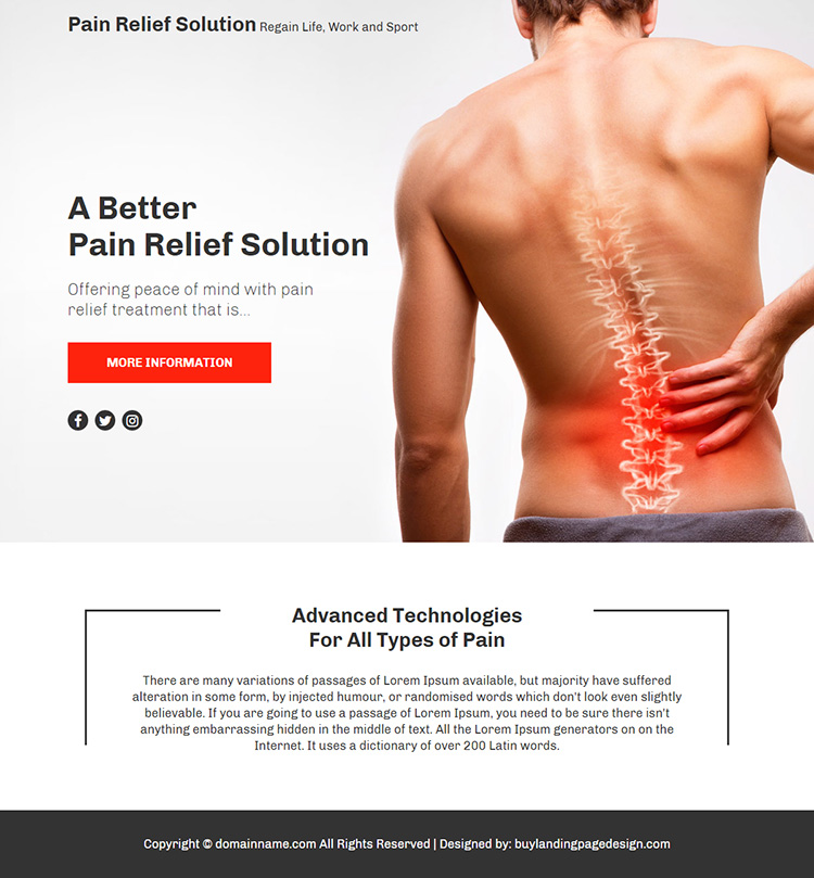 pain relief product responsive funnel design