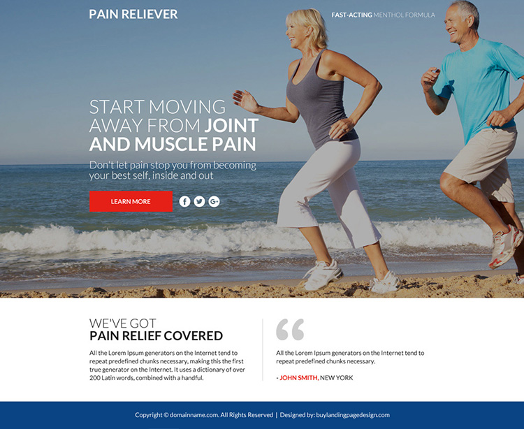 responsive pain relief product selling funnel page