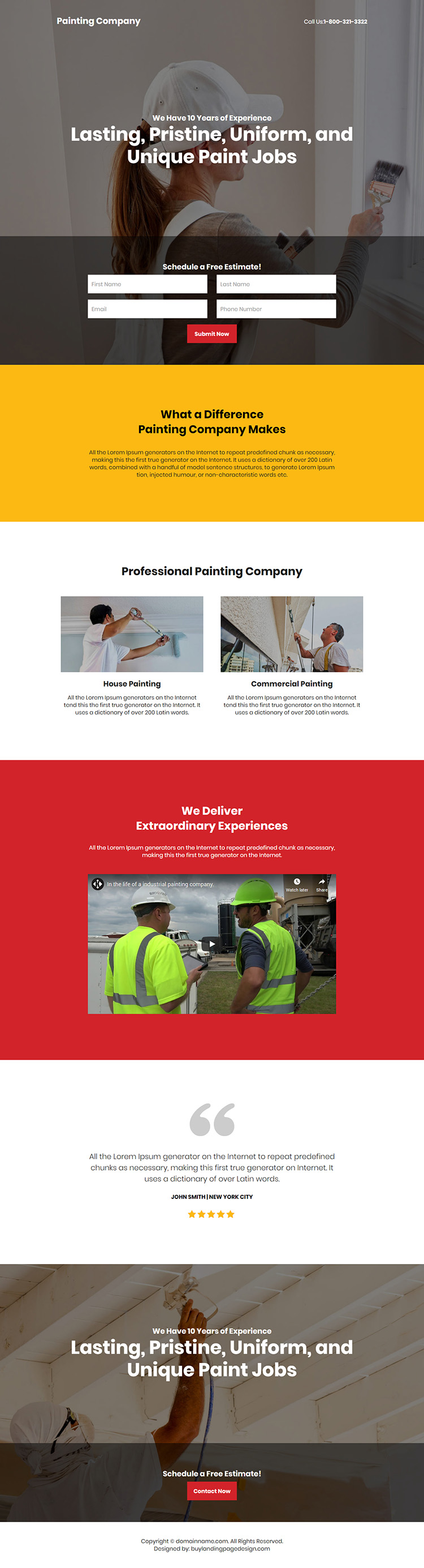 residential and commercial painting company responsive landing page