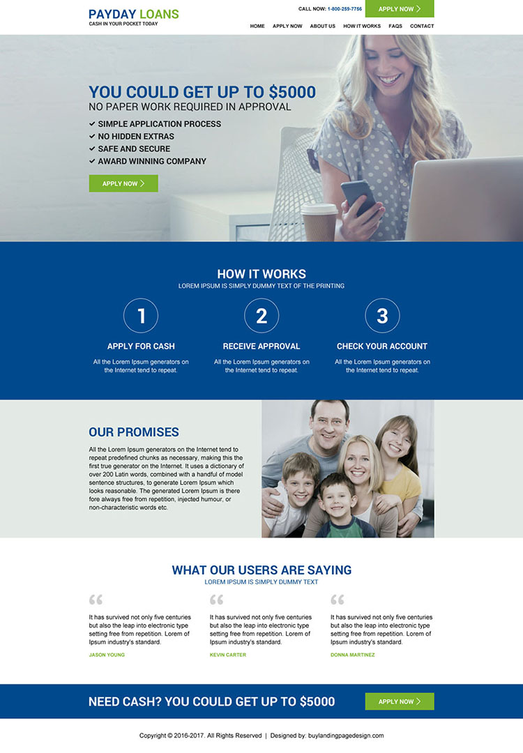payday loan responsive website design template