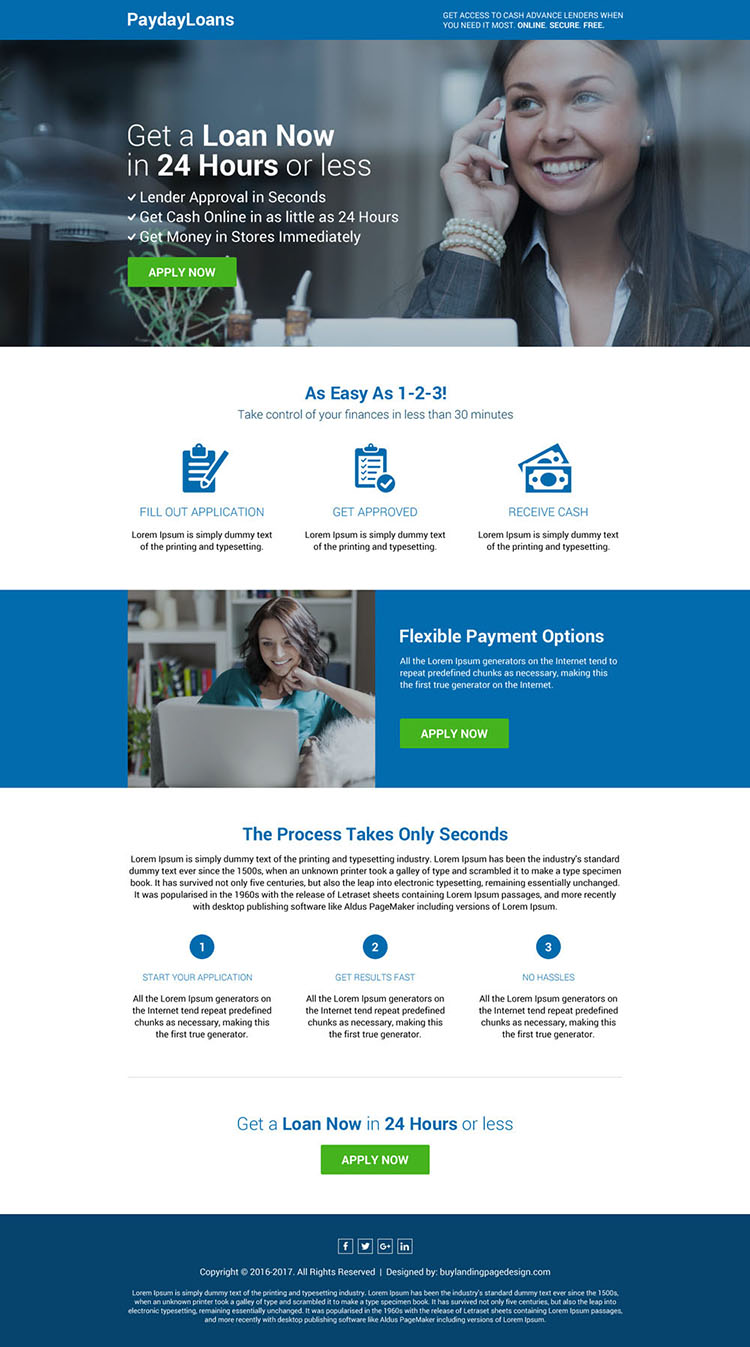 responsive payday loan professional landing page design