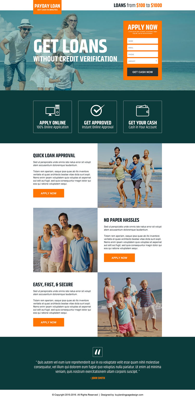 payday loan without credit verification responsive landing page design