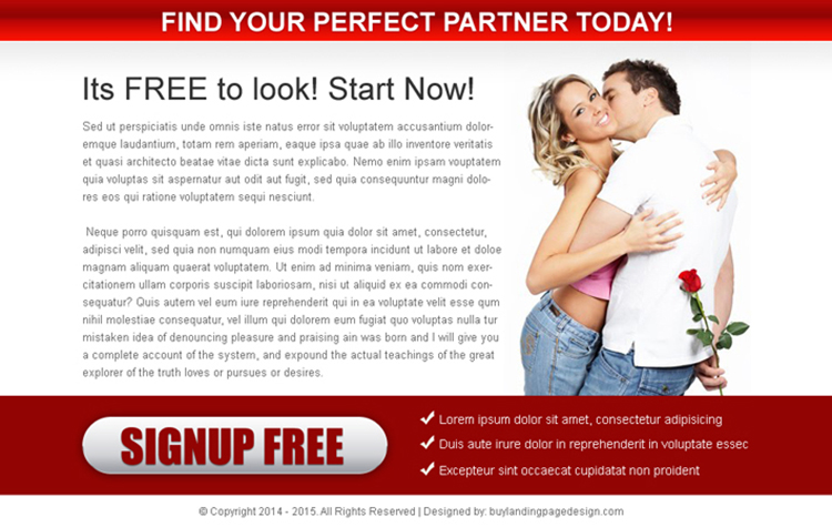 find your perfect partner call to action ppv landing page design template