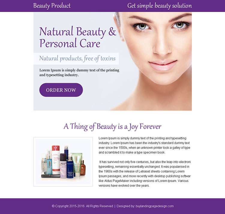 personal beauty care appealing ppv landing page design