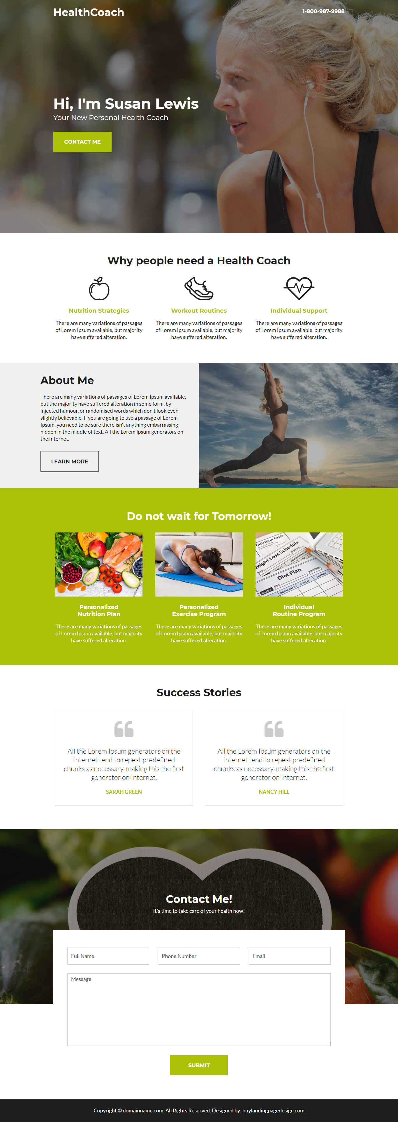 personal health coach responsive landing page