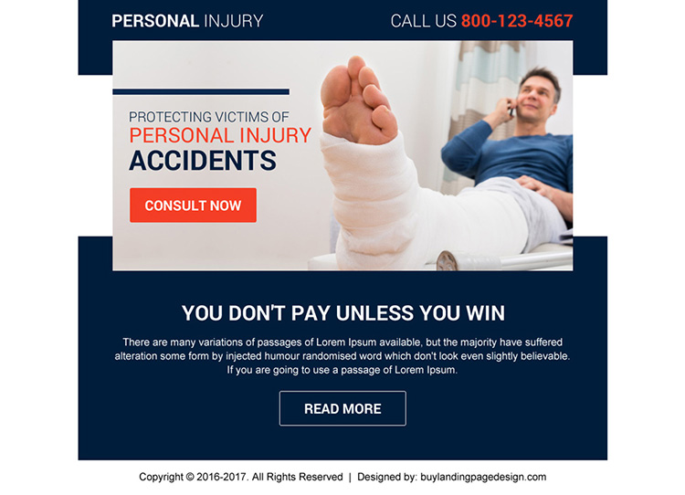 professional personal injury ppv landing page design