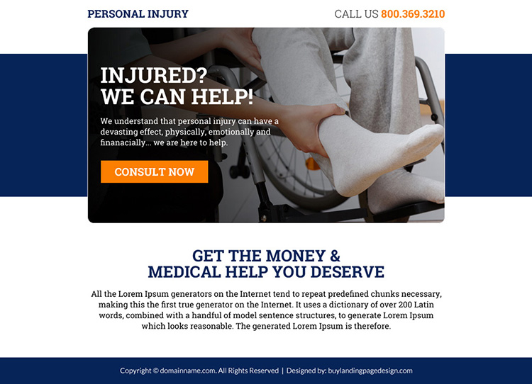 personal injury free consultation lead capturing ppv landing page