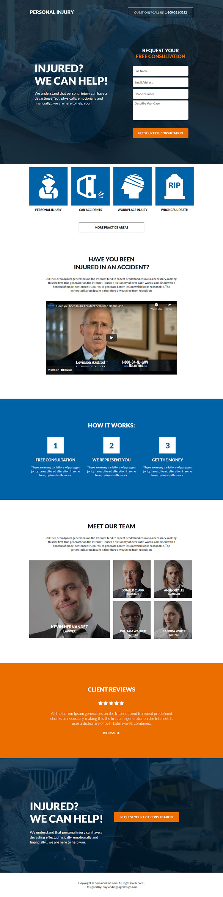 personal injury free consultation responsive landing page