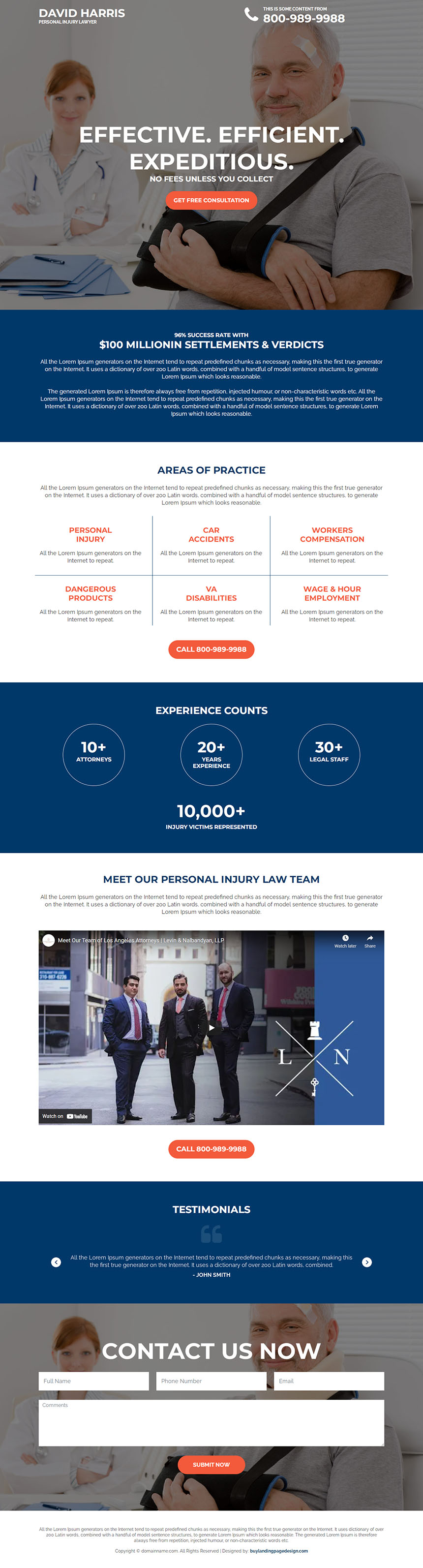 personal injury lawyers responsive landing page design