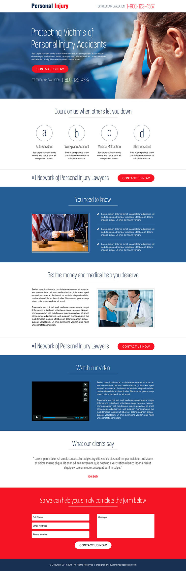 personal injury landing page design template