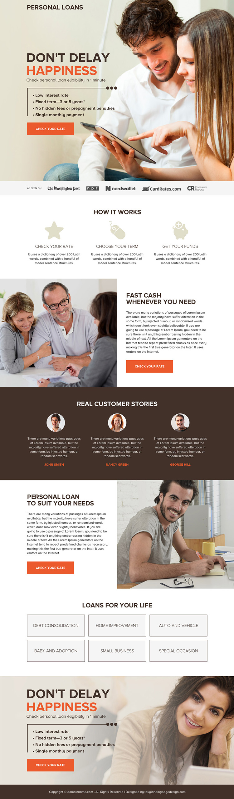 professional personal loan rates responsive landing page design