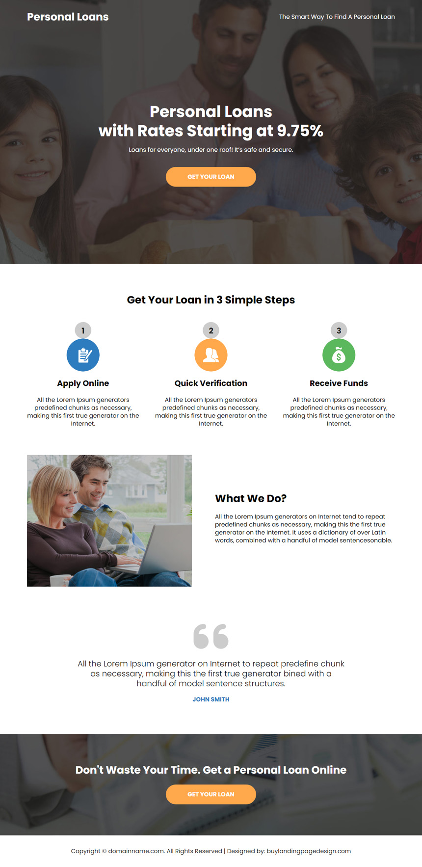 personal loan lead capture responsive landing page