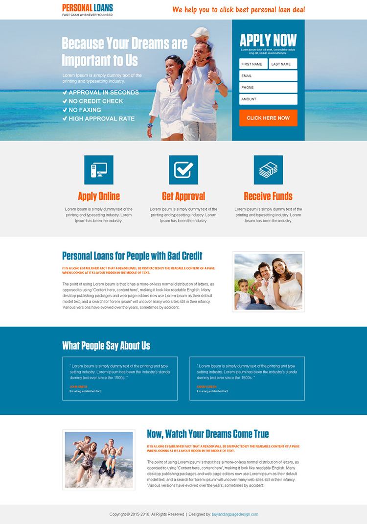 responsive personal loan landing page design template