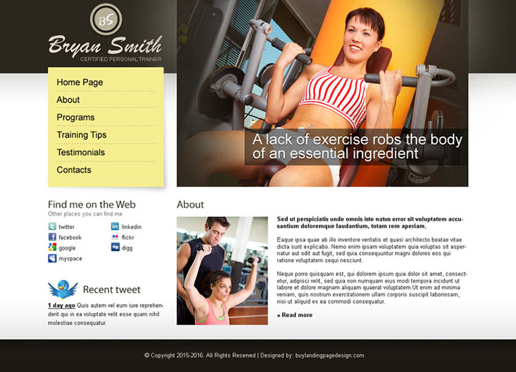 personal page website template design psd for sale