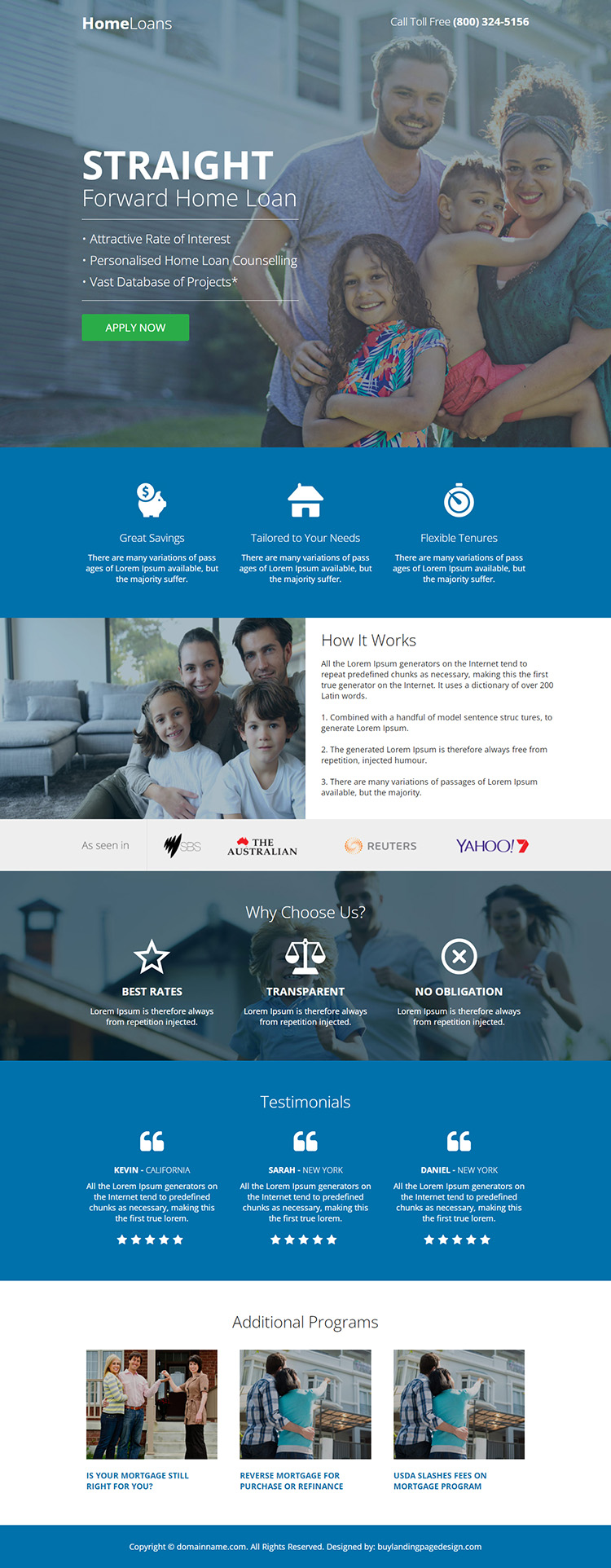 home loan service online application responsive landing page