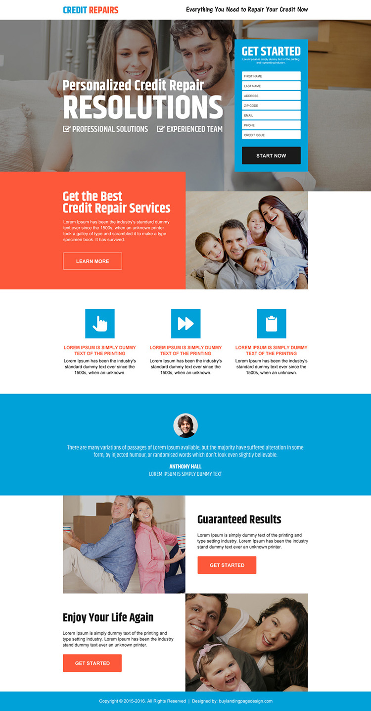 personalized credit repair lead gen landing page design