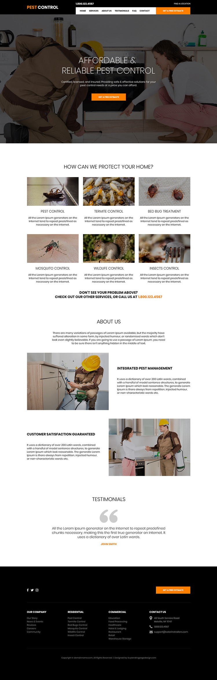 affordable pest control service responsive website design