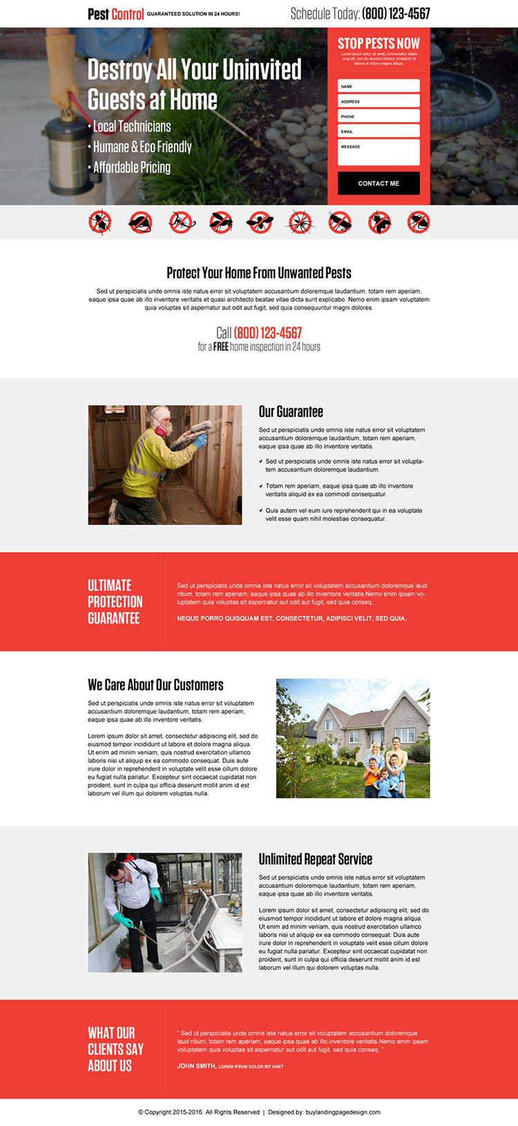 responsive pest control service for home landing page