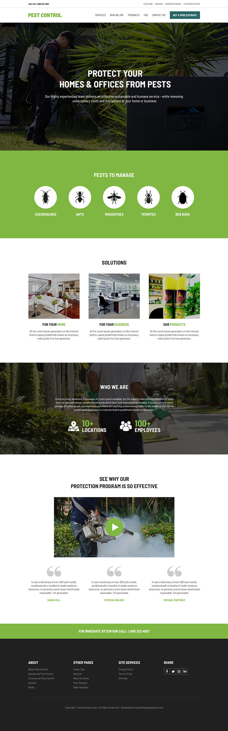 pest control product and services responsive website design