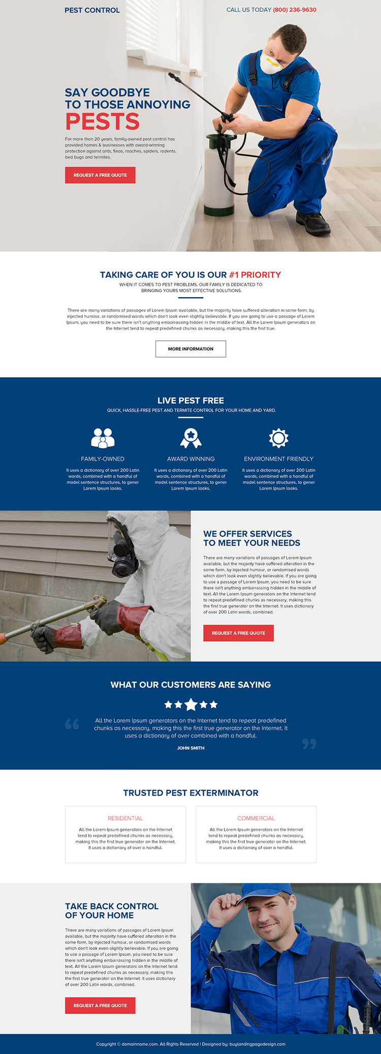 pest control services responsive landing page design