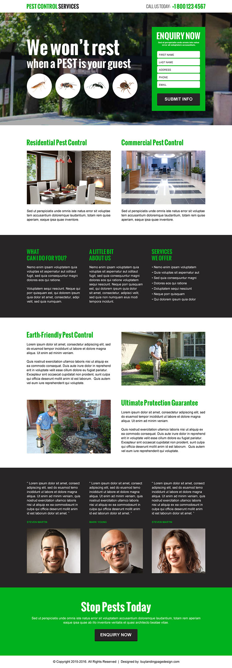 pest control services responsive landing page design template