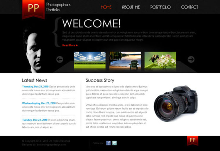 Photographers Portfolio Template 003 Website Template Psd Sale Preview Photography Portfolio Website Templates Free