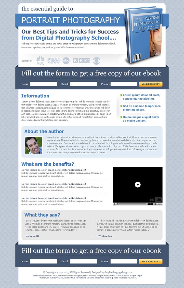 clean minimal and effective ebook lead capture squeeze page design