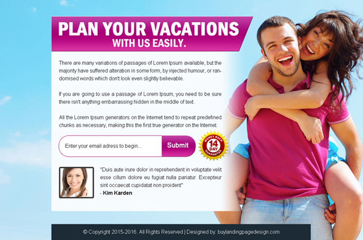 plan your vacations with us easily ppv landing page design
