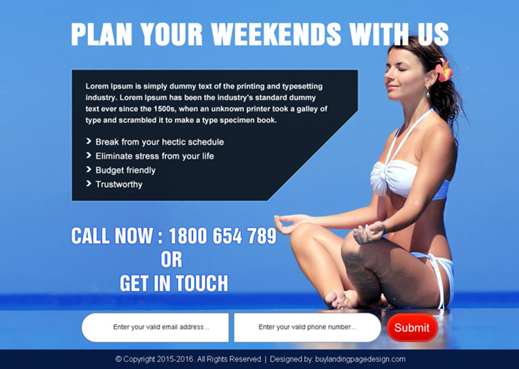 plan your weekend travel lead capture ppv landing page design