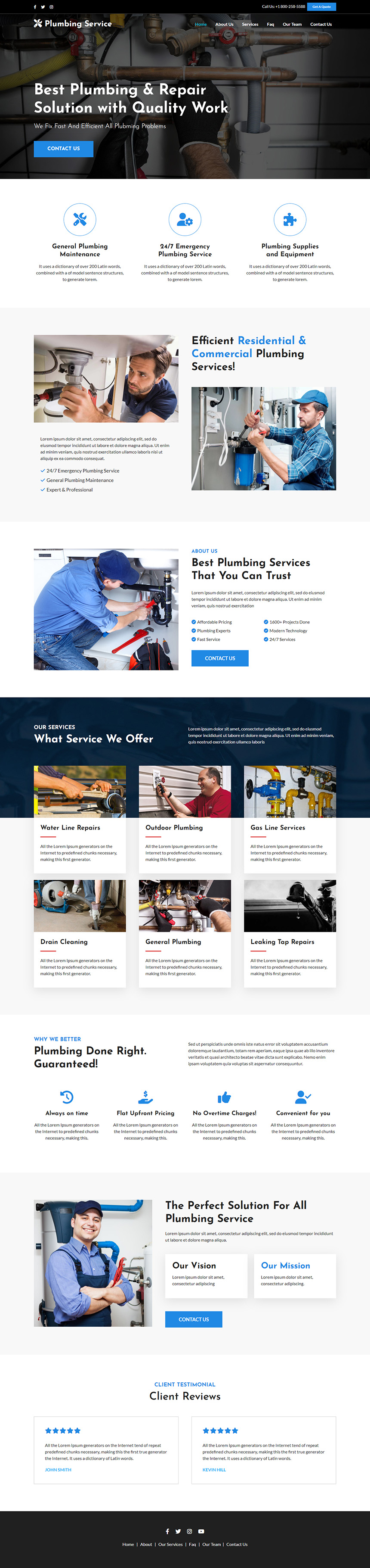 residential and commercial plumbing service responsive website design