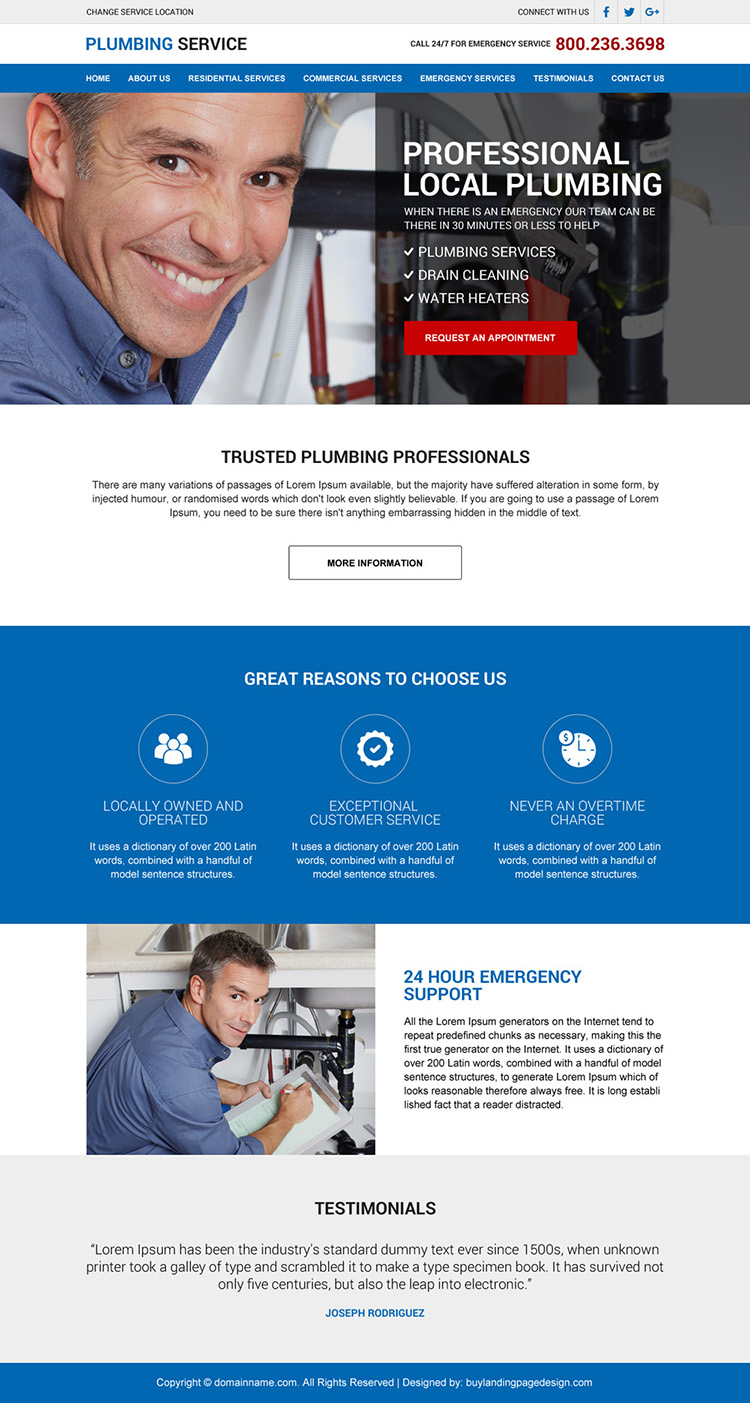 professional local plumbing responsive website design