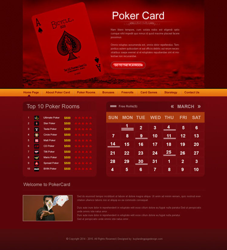 online poker website template design psd to create beautiful website