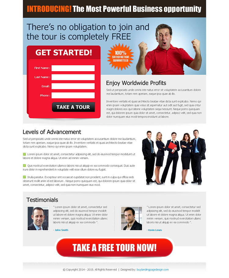 most powerful business opportunity converting and attractive squeeze page lander design