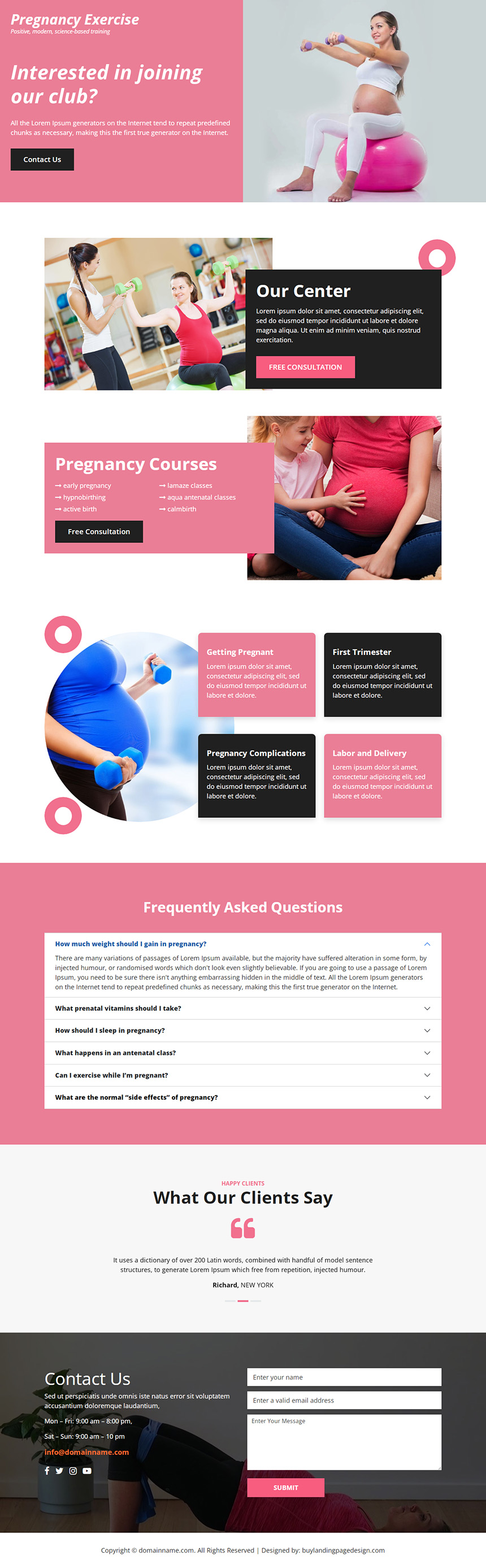 pregnancy exercise free consultation responsive landing page